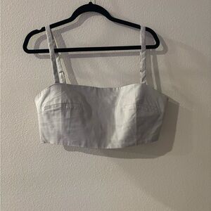 Zara Stone Grey Satin Utility Crop Top XL